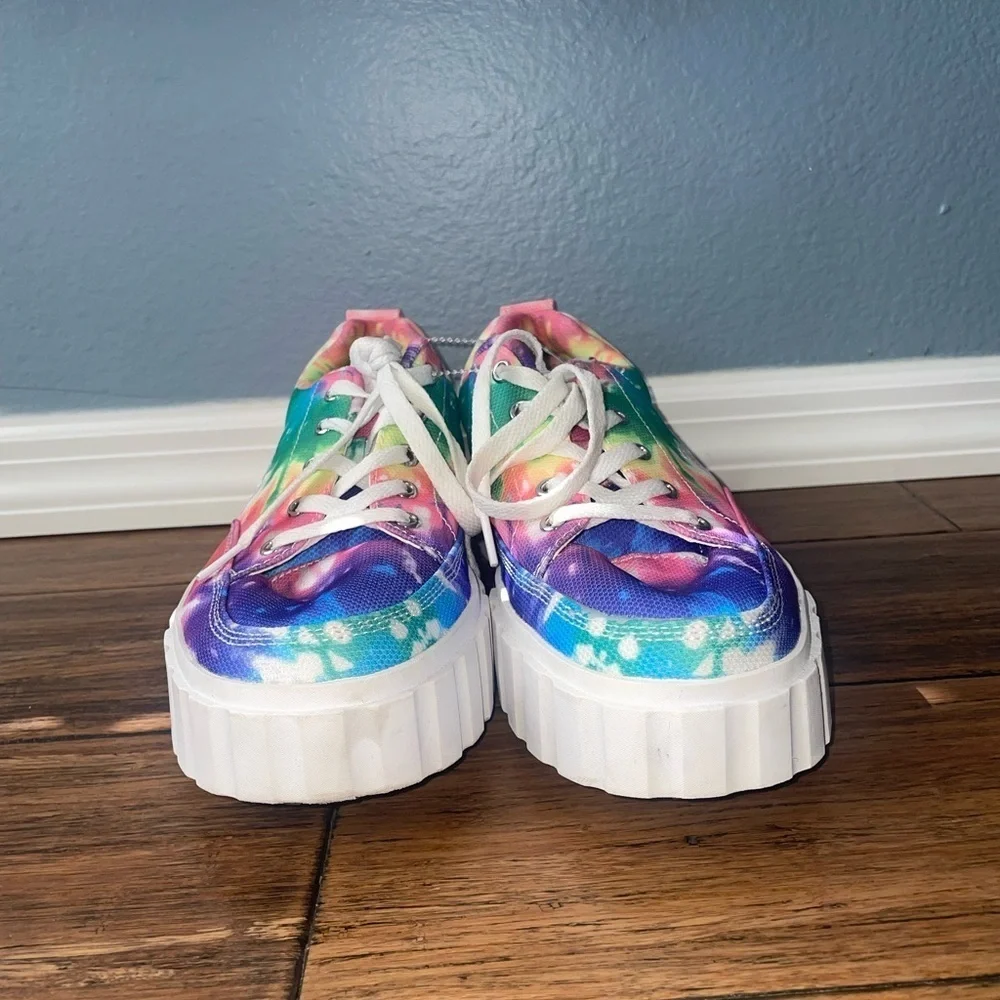 tie dye🌈sneakers Rainbow sneakers platform pride chunky paint splatter sneakers